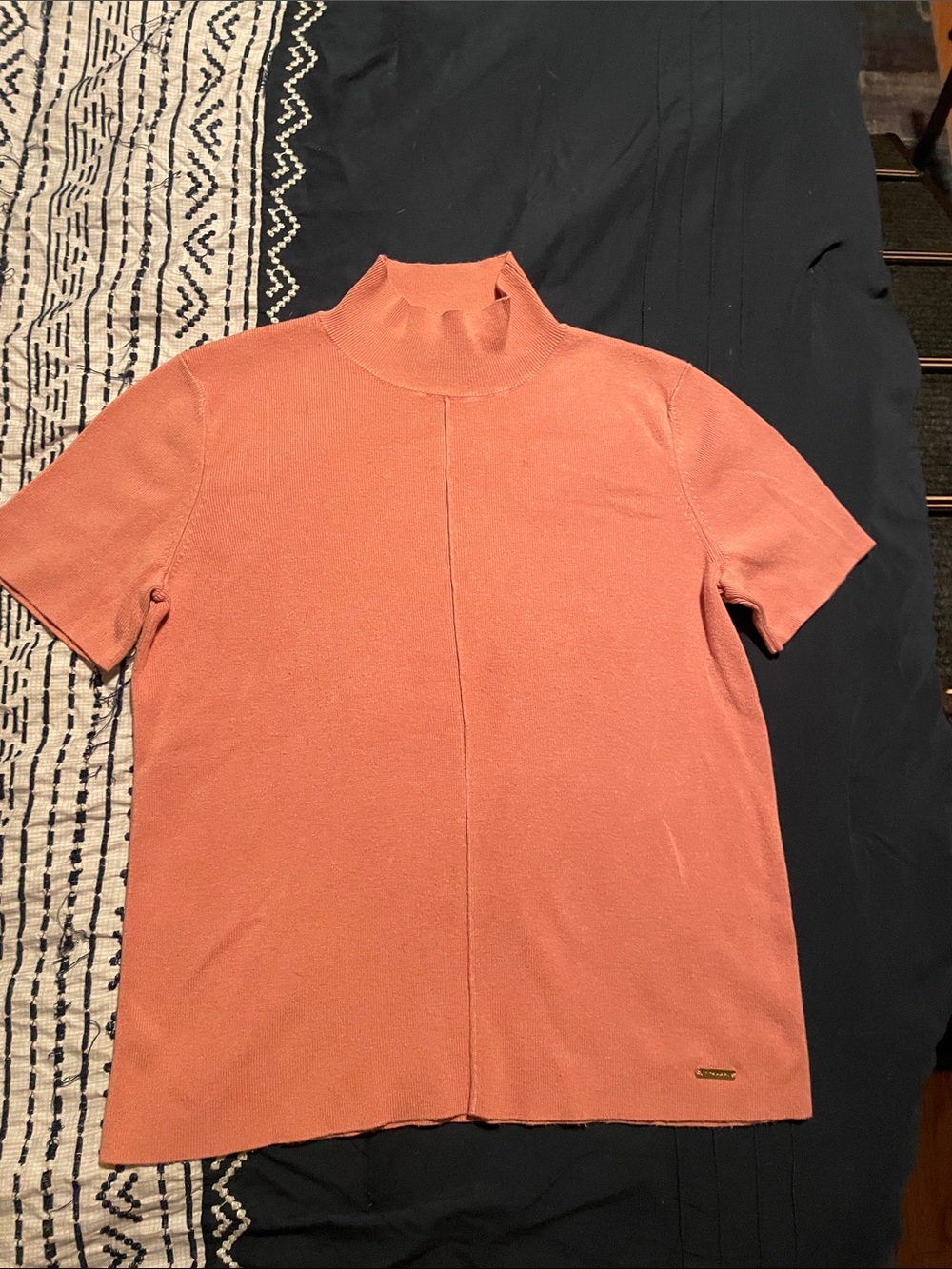 Tahari Pink Short-Sleeve Mock turtleneck Sweater